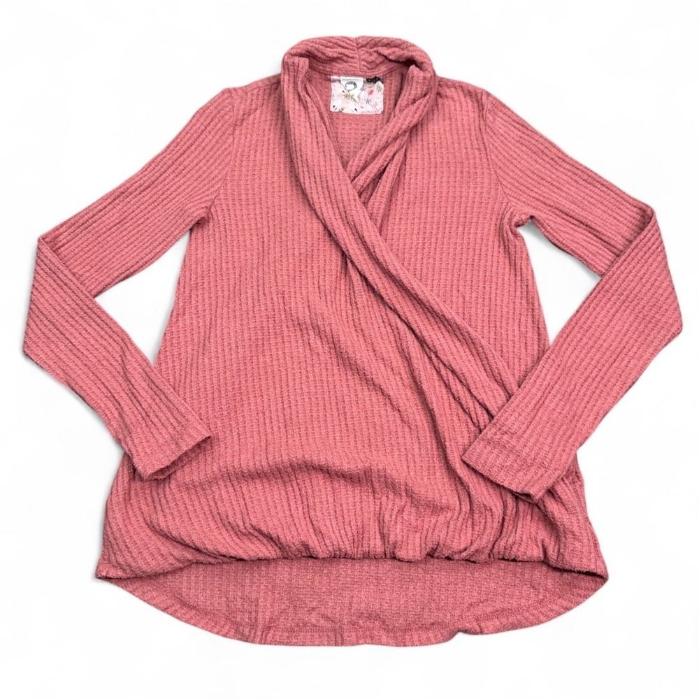 Anthropologie Akemi Kin Womens‎ Woodruff Wrap Top Sweater Size XS Pink Stretch